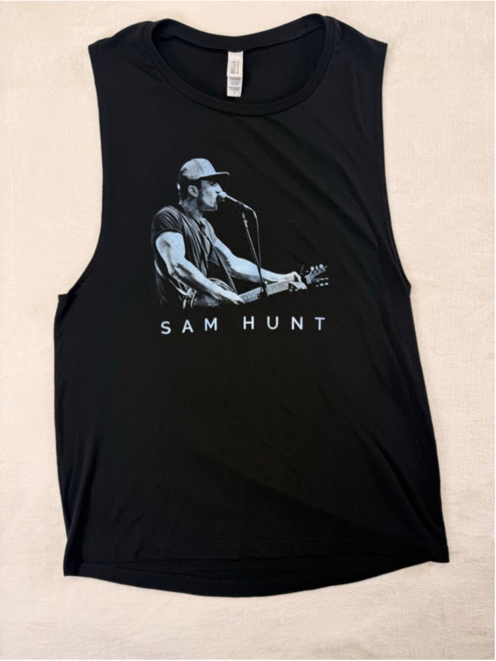 Women's Bella + Canvas Black Sam Hunt Graphic‎ Concert Tank Top Large